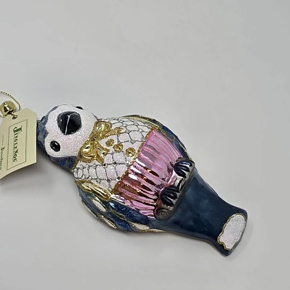 NIB JingleNog Marion Blue Bird Ornament #80689 Hand Blown & Painted in Poland